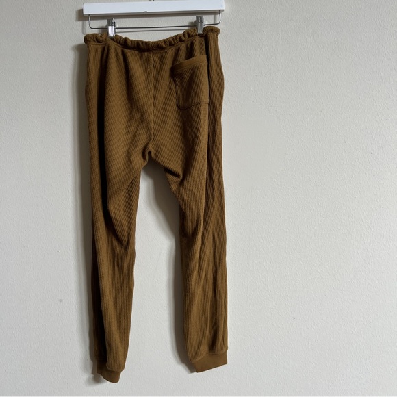 Aerie Cozy Waffle Hoodie Jogger Coord Sweat Set Brown Goldenrod Lounge - Picture 4 of 4